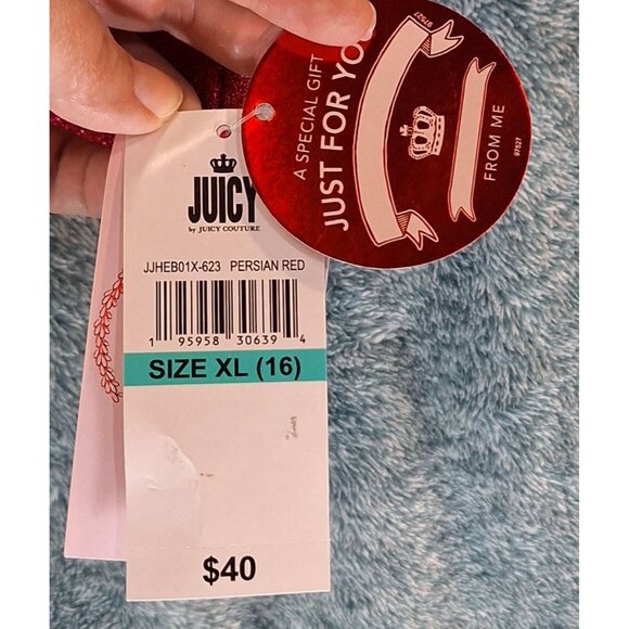 Juicy Couture XL Red Wine Velour Pullover Crown Logo Girl's Long Sleeve - Picture 14 of 15